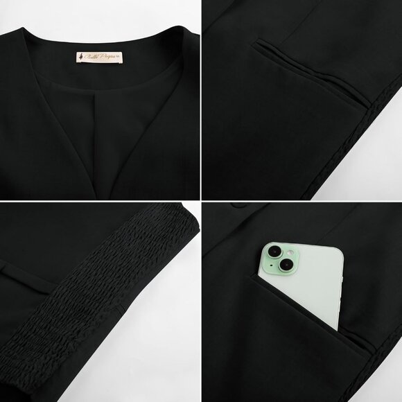 Women Suit Vest Dressy Button Down Waistcoat Pockets Business Casual - Picture 5 of 6